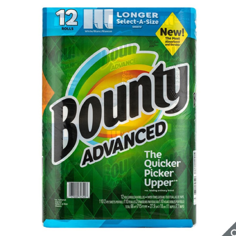 Bounty 隨意撕特級廚房紙巾 110張 X 12捲 好市多 costco