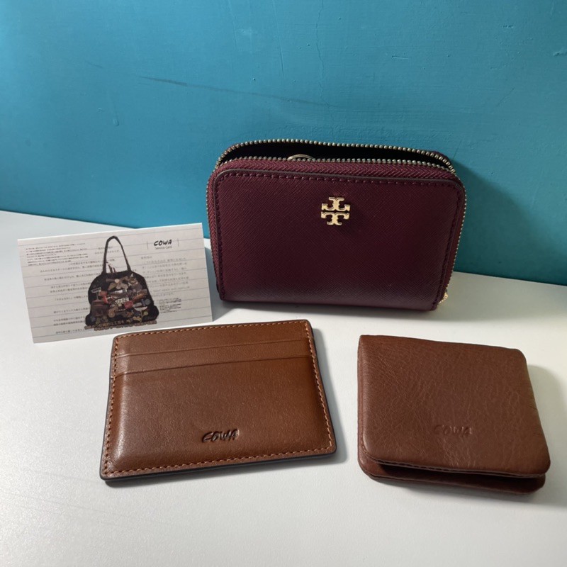 （正品）Tory Burch 酒紅色ㄇ字型零錢包