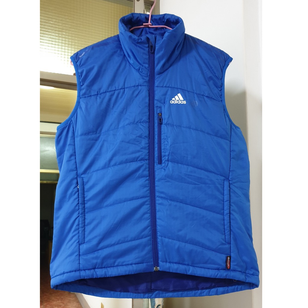 Adidas 愛迪達 藍色 修身 輕薄 鋪棉 羽絨 保暖 運動 背心 外套