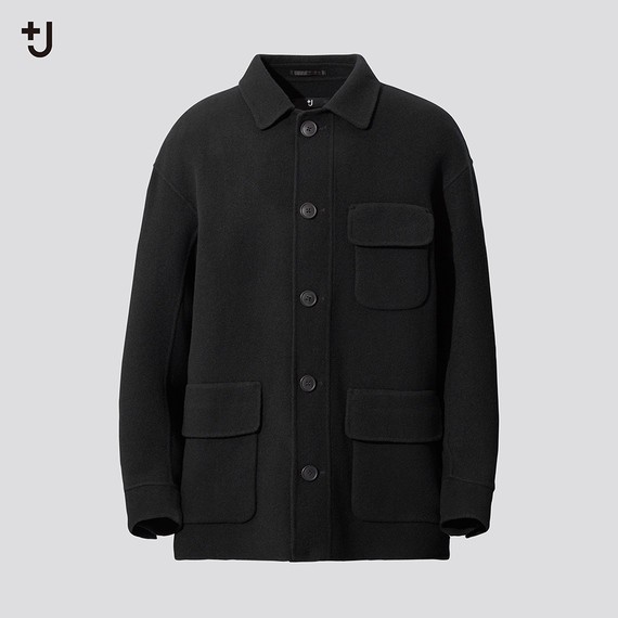 Uniqlo +J | 雙面織紋寬版工作外套（黑 / 灰色）