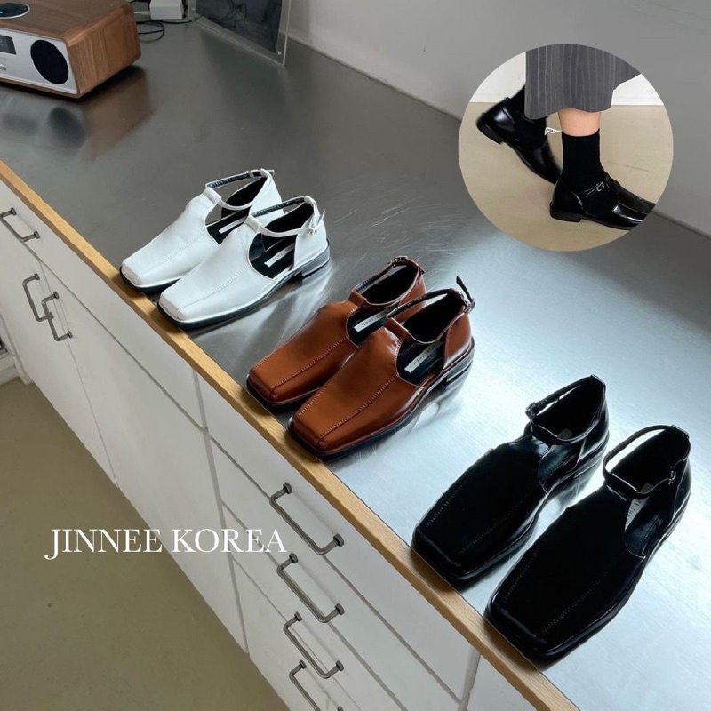 【JINNEE】韓國🇰🇷 綁帶設計 亮皮皮鞋 瑪莉珍鞋 學院風 英倫時尚