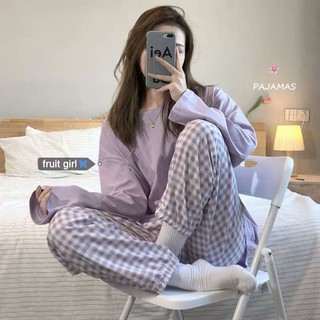 【K2aola女裝館】 Pamas suit cu sleepwear女式春秋長袖圓領套裝韓版學生可愛家居服