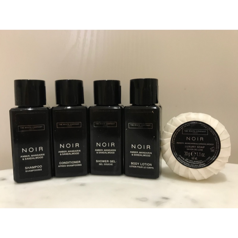 英國 THE WHITE COMPANY NOIR 沐浴乳/洗髮精/潤髮乳/身體乳/香皂 旅行組