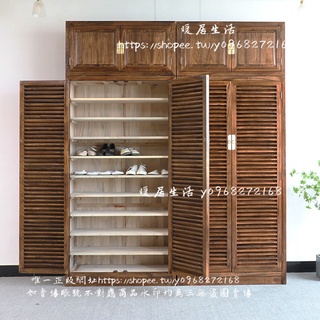 <暖居生活>可定製榆木玄關中式進門高櫃全實木純樟木大容量入戶家用門口鞋櫃