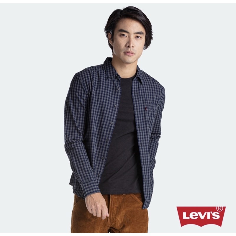&lt;全新&gt; Levi’s男款 長袖襯衫 修身版型 棋盤格紋 簡約單口袋