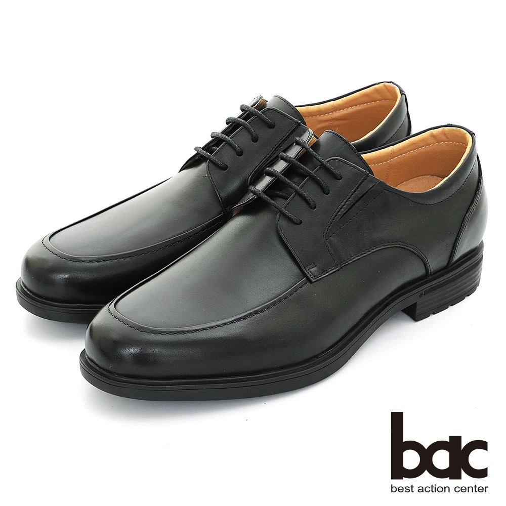 【bac】輕量舒適 真皮氣墊商務鞋 - 黑色