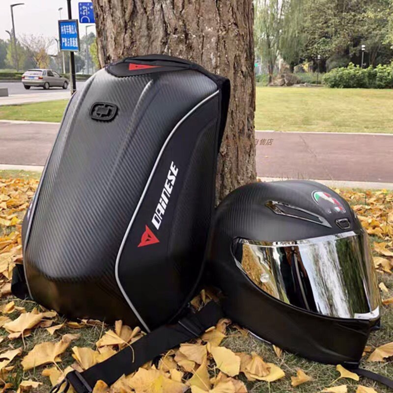 【現貨】碳纖摩托車騎行背包機車雙肩包OGIO硬殼龜包防雨水騎士頭全盔包男