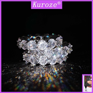Kuroze 時尚個性鑽石戒指奢華鑲嵌莫桑鑽石戒指女戒