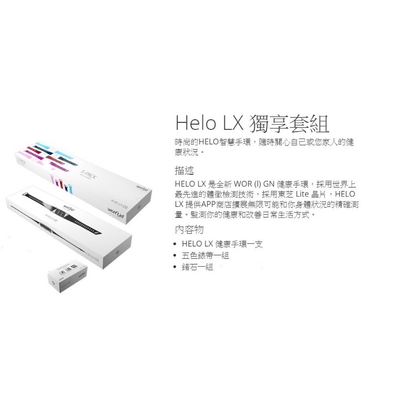 拆封新品。Helo LX 智能健康手環