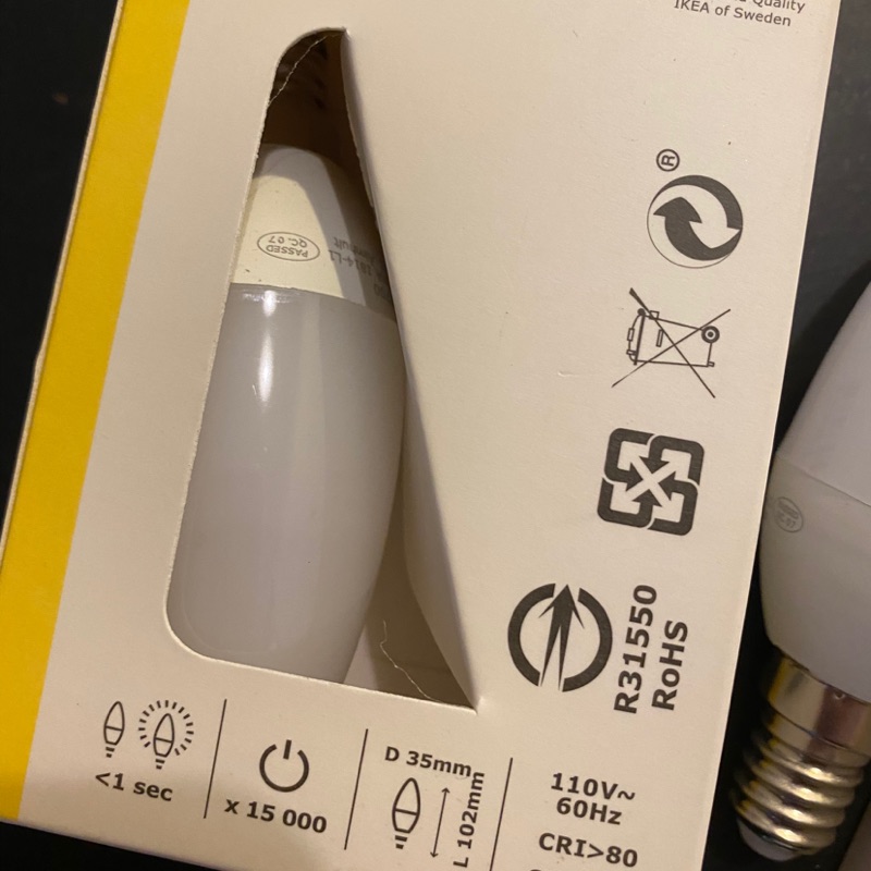 RYET LED 燈泡 e14 200流明，燭形 乳白色