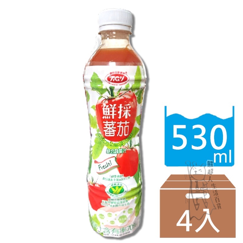 超取限兩組 【愛之味】 鮮採蕃茄汁 530ml*4瓶/組 蕃茄汁 番茄汁 蔬果汁 果汁 送禮 拜拜【熊超人】