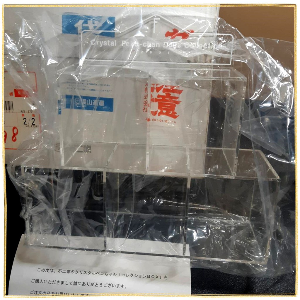 日本帶早期絕版現貨-全新內未拆封不二家牛奶妹Peko-chan Dolls 五格壓克力展示架-可放五盒水晶玻璃擺件