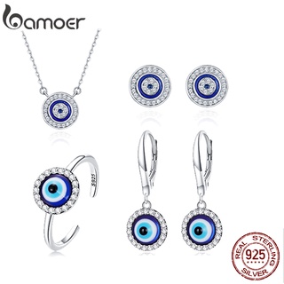 Bamoer 耳環 S925 銀色惡魔眼項鍊和戒指, 用於女性女孩珠寶