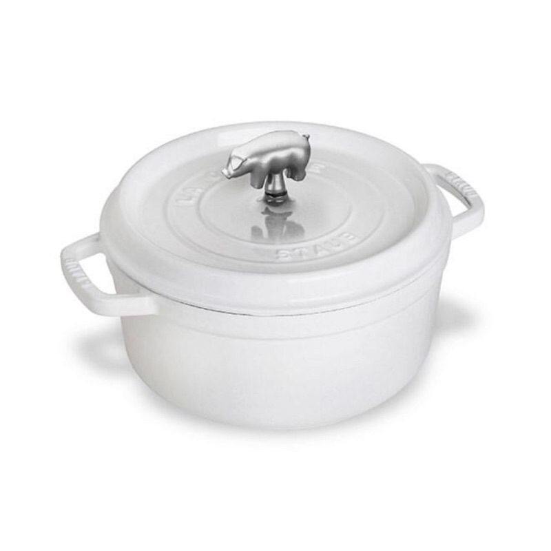 Staub 🇫🇷白色 小豬鍋 鑄鐵鍋 造型鍋蓋頭 24cm 純白