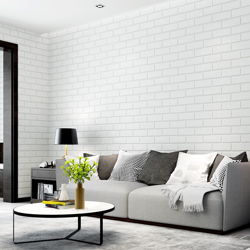 北歐風格壁紙ins白色磚頭磚紋磚塊白磚餐廳客廳臥室電視背景墻紙壁纸墙纸壁贴墙贴居家翻新 蝦皮購物