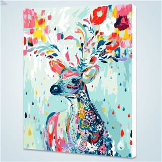 藝活工坊-熱銷款現貨DIY手繪數字油畫客廳掛畫鹿40×50 彩繪小鹿北歐風風景客廳裝飾畫創意禮品