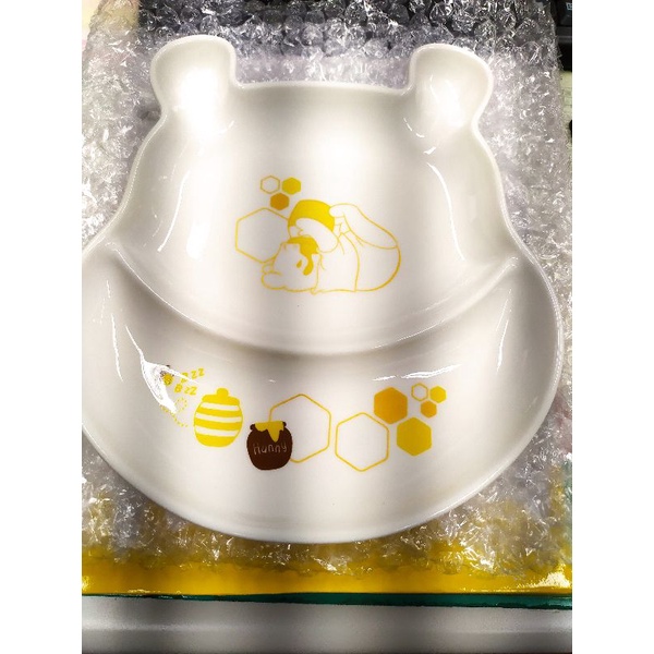 7-11金色璀璨 小熊維尼系列 造型陶瓷餐盤 白色分隔款