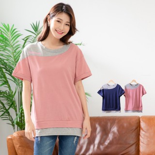 時尚 英文圖印接色長版上衣 (共2色)(XS-6L)Only You MIT臺灣製 【A3351】