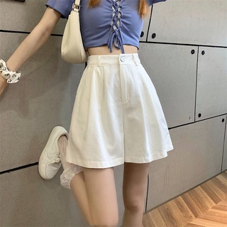 薄款外穿闊腿短褲夏季韓版新款高腰顯瘦白色工裝休閒褲女