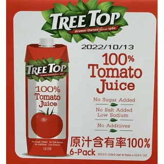 Tree Top 樹頂 100% 純番茄汁 1公升 X 6入#Costco好市多 #74990