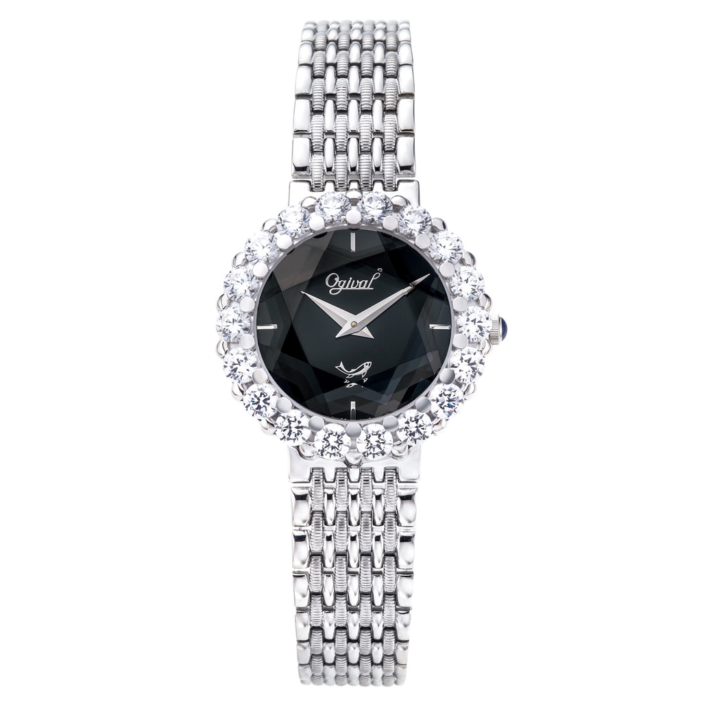 OGIVAL 愛其華 380-46DLW黑 流星系列珠寶錶 女錶