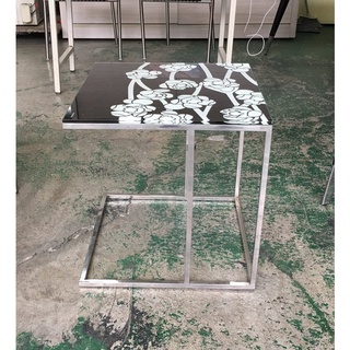 【全國二手傢俱館】花卉強化玻璃面工業風小茶几/泡茶桌/二手餐桌/沙發桌/二手傢俱/客廳傢俱/茶几/矮桌/辦公傢俱