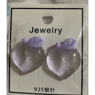甜美耳環 造型耳環 桃子 可愛耳環 時尚耳環 925銀針 耳環 耳針 銀針