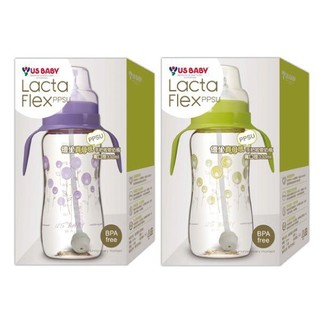 US BABY 優生 真母感 PPSU 手把吸管奶瓶 寬口徑 330ml 紫 綠 現貨