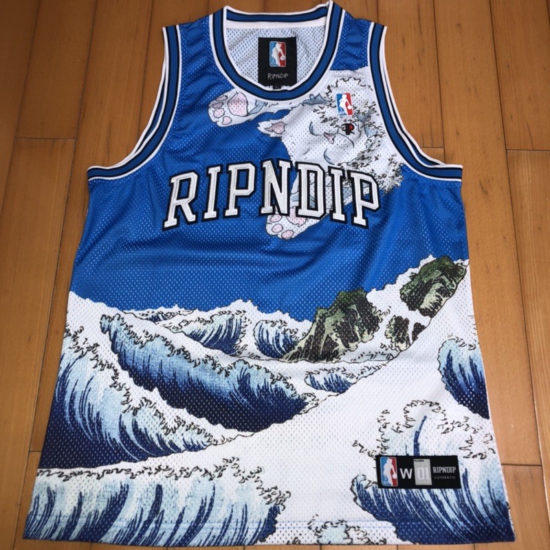 「二手」RIPNDIP 中指貓 Great Wave Mesh Basketball Jersey 籃球衣 潮流 浮世繪