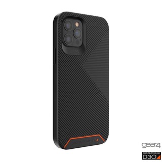 強強滾Gear4 iPhone 12/12 Pro 抗菌防摔條紋殼 5米防摔 黑/橘色