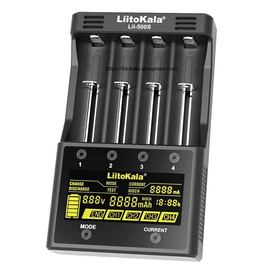 Liitokala Lii-500s 充電器 2019 快速充電 2000mA,液晶屏,觸摸控制