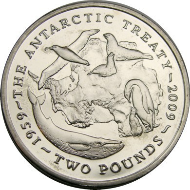 2009 英國南極屬地 觀測站50周年 2英鎊 收藏紀念幣