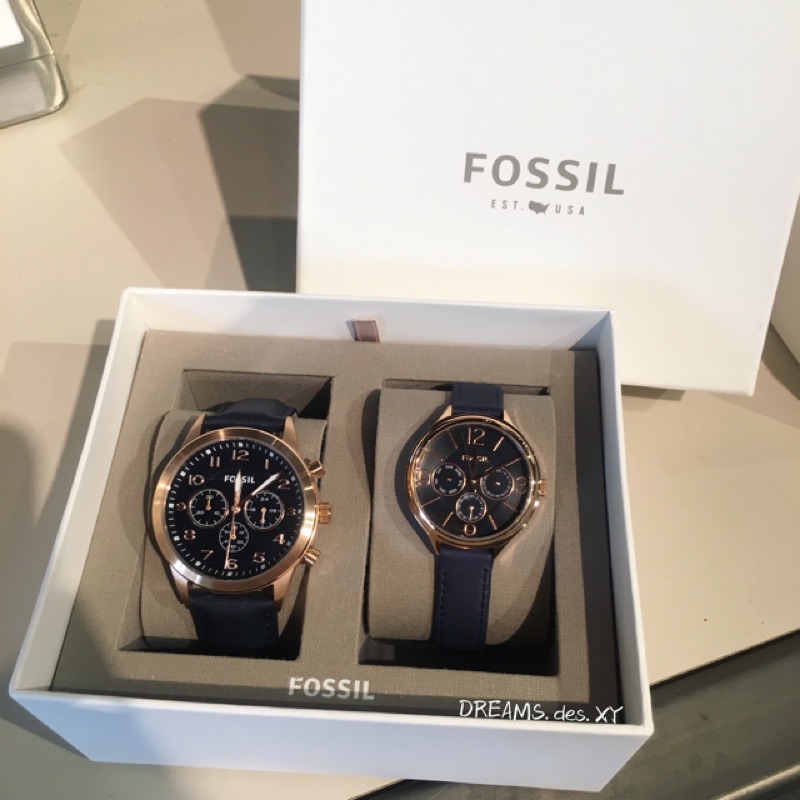 現貨 美國代購 Fossil 情侶對錶手錶禮盒組情人節禮物 蝦皮購物