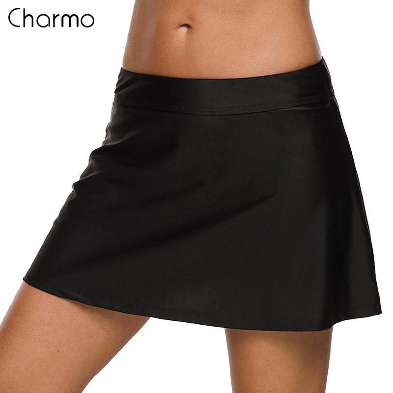 Charmo 女士比基尼下裝泳裝裙黑色