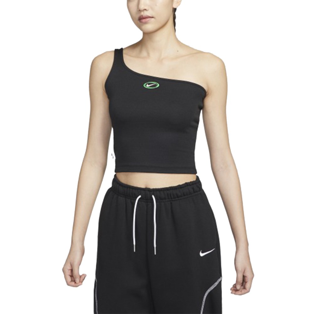 NIKE 女 AS W NSW AIR TANK 不規則 單肩細肩背心-DV3323-010 廠商直送