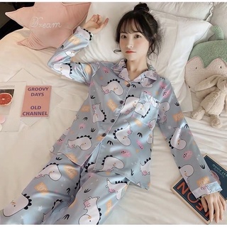 🔥睡衣🔥M~XXL 睡衣套裝 居家服 冰絲睡衣卡通睡衣 兩件式睡衣 長袖睡衣 幾何睡衣 居家睡衣 居家套裝 性感睡衣