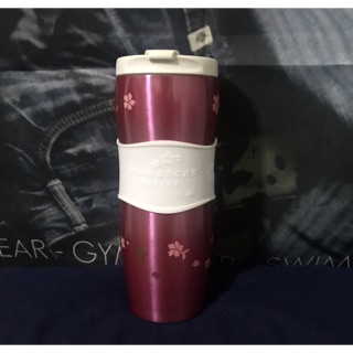 限量絕版2011年日本櫻花杯/星巴克Starbucks不鏽鋼隨行杯保溫杯12oz中杯容量355ml/桃紅色櫻花