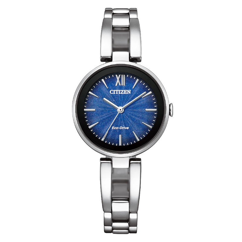 【CITIZEN星辰】EM0807-89L 光動能 手環造型 鋼錶帶女錶 藍/銀 28mm 台南 時代鐘錶