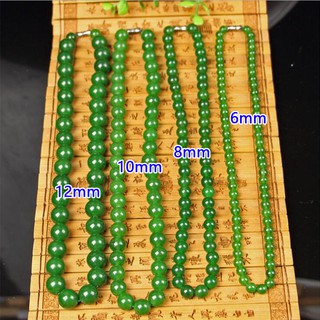 天然綠玉項鍊6-12MM女款綠菠菜綠玉圓珠項鍊精品