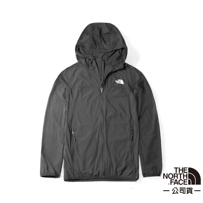 【美國 The North Face】男款可調式輕薄防曬透氣排汗連帽外套/特價85折/瀝灰_4U8X