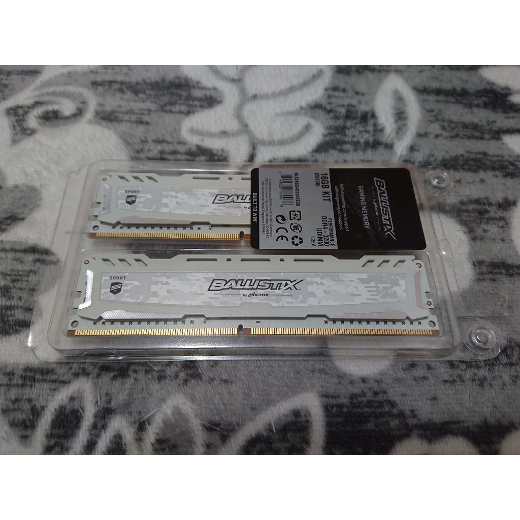 全新美光 Micron Ballistix Sport LT版 DDR4 3200 16G(8G*2) 白色 電競記憶體