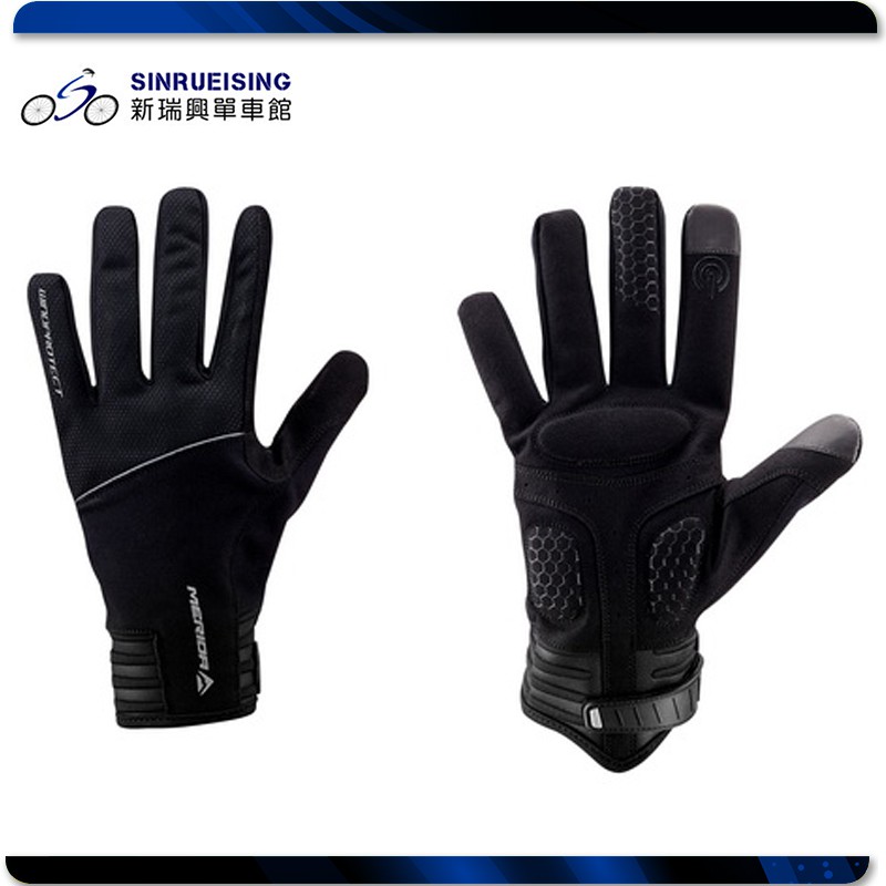 【新瑞興單車館】MERIDA 美利達 Wind Sport Gloves 可觸控 防風 長指手套 黑色 #MA1198