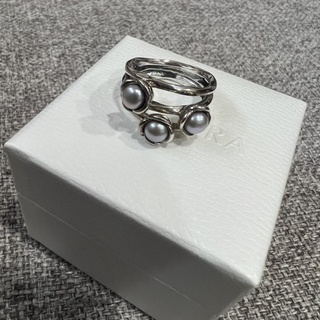 三 (3) 個 WISHES 正品 PANDORA Grey PEARLS 三珍珠戒指 190606GP