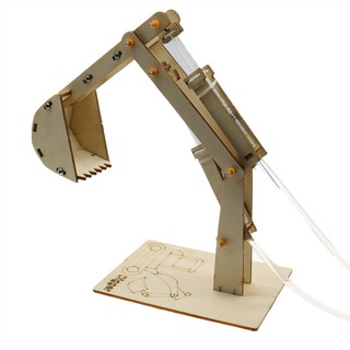 【W先生】科技小製作 木製 3D拼圖 液壓怪手 挖土機 生活科技 科學實驗 科學玩具 益智 教育 DIY 拼裝 自行組裝