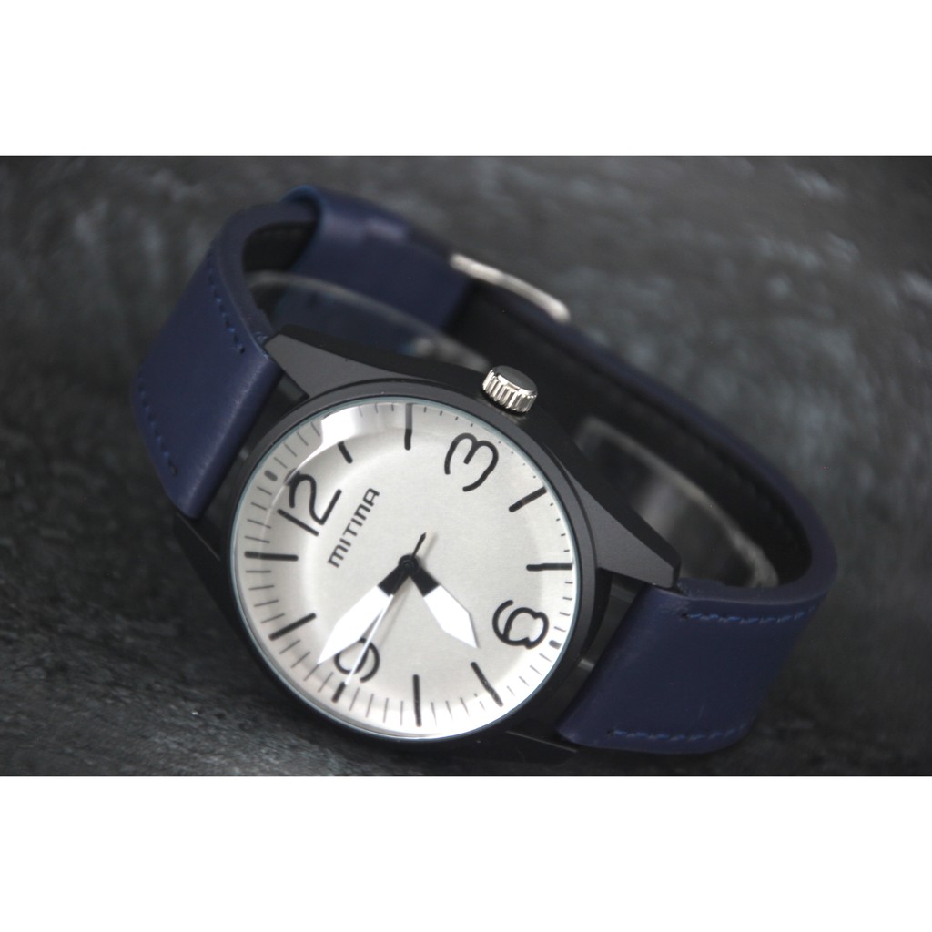 mitina軍風pilot style BELL&amp;ROSS飛行風戰鬥機儀錶板造型石英錶,黑色清晰刻度～藍色錶帶