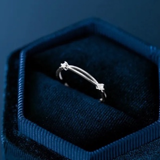 🦋925純銀☘️簡約雙層帶鑽戒指💍戒圍可調大小