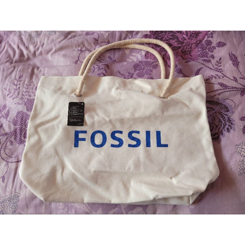全新 Fossil帆布手提袋 肩背包 側背包 購物袋 帆布袋