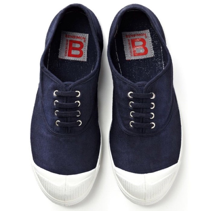 代購法國bensimon有機棉海軍藍綁帶帆布鞋（下標前請先詢問尺寸庫存）