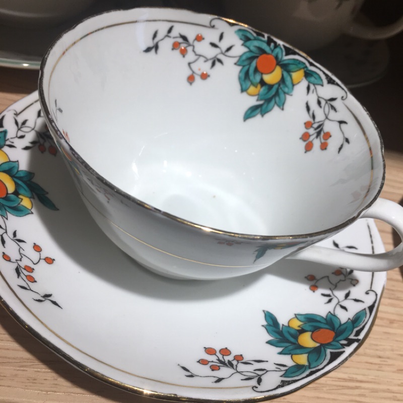 英國古物 杯組 手繪骨瓷 材質 骨瓷茶具 骨瓷杯 午茶組 咖啡杯碟 骨瓷套裝 拍照道具 交換禮物 復古擺飾品