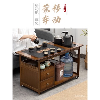 🎁品質保證🎁【廠家直銷 免運】移動茶桌茶臺家用實木小茶車客廳茶几沙發邊幾櫃茶具盤燒水壺一體